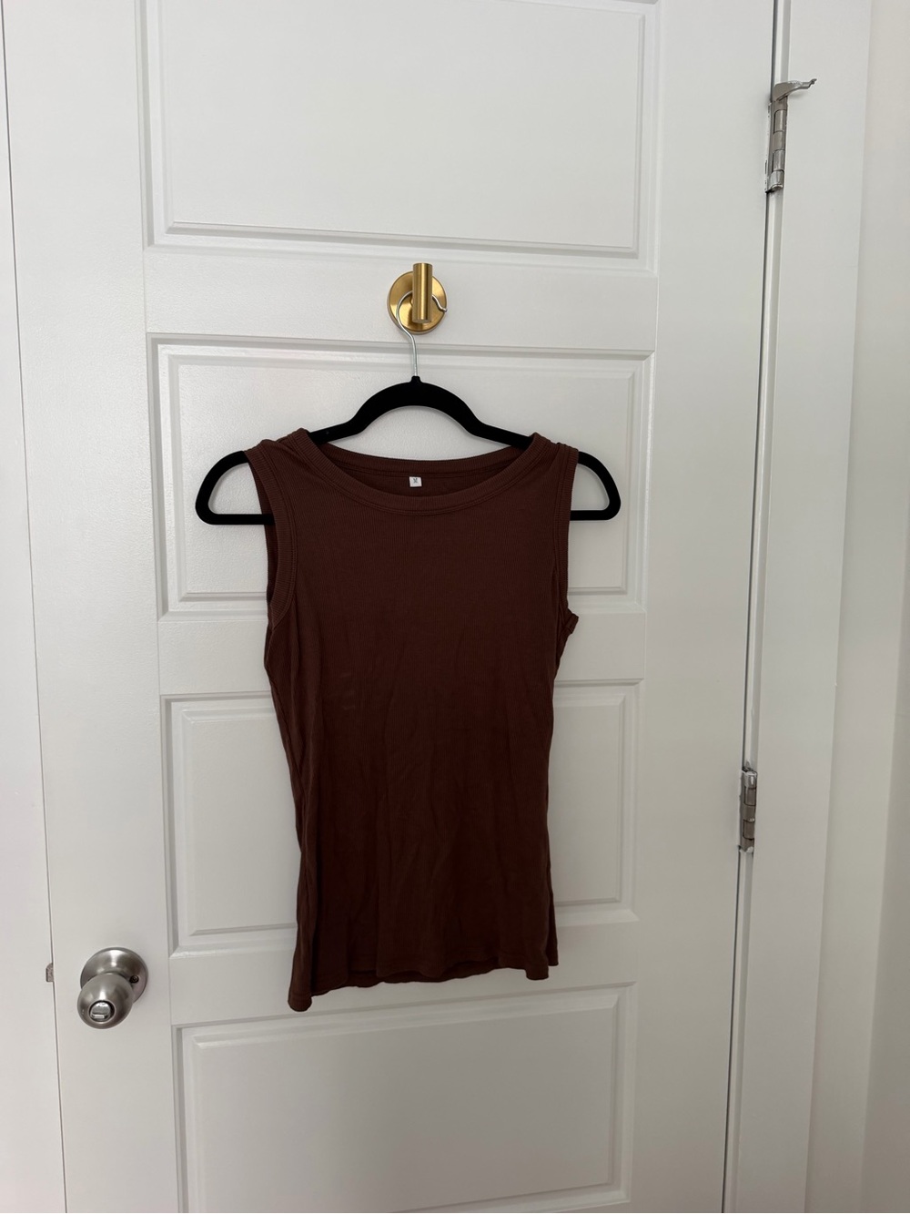 Amazon Brown Ribbed Crewneck Tank Top